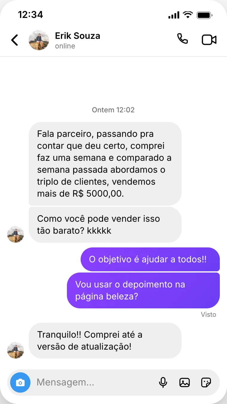 Depoimento: cliente vendeu mais de R$ 5.000 em uma semana